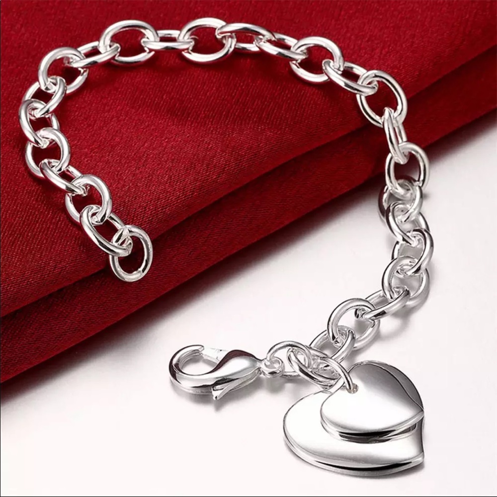 Silver Two Hearts Bracelet